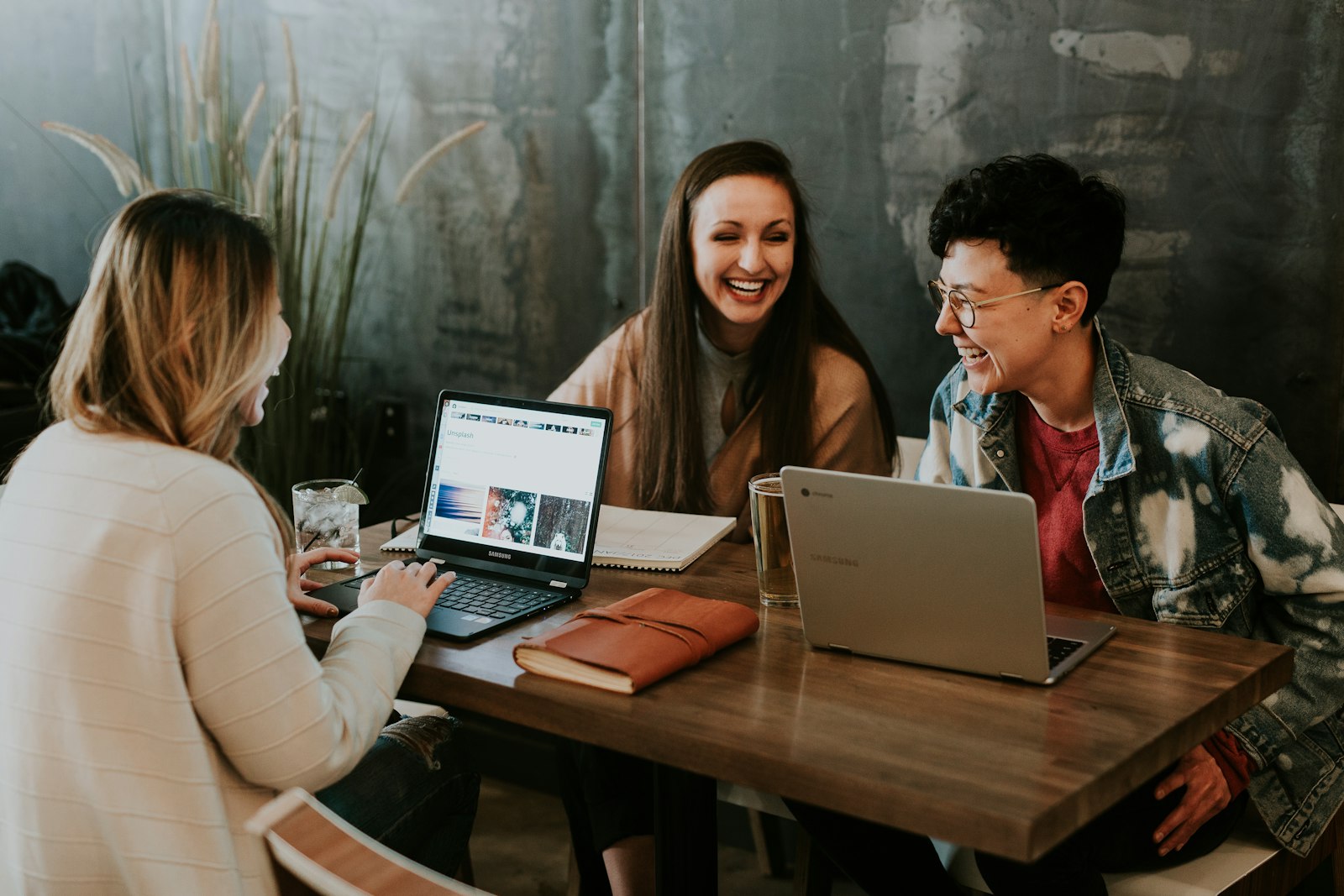 Young professionals working and learning together
